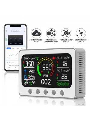 Tuya WIFI Smart CO2 Meter TVOC PM2 5 PM1 0 Temperature and Humidity Infrared Sensor Air Quality Monitor